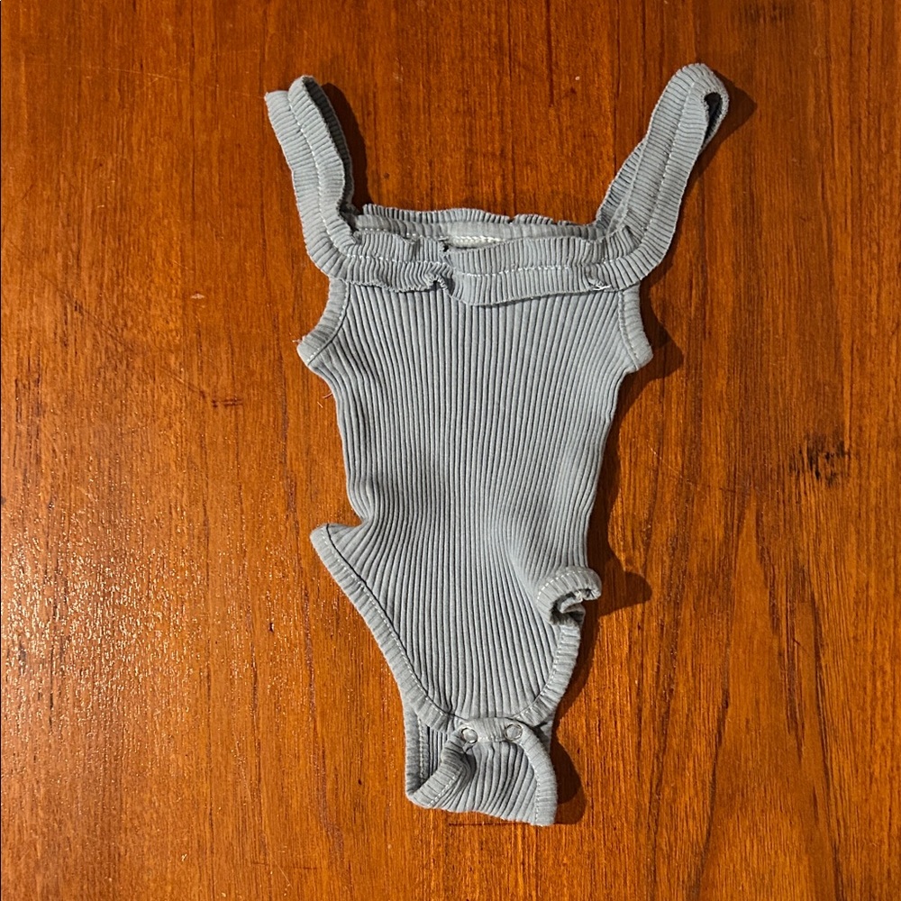Ribbed Blue Baby Bodysuit